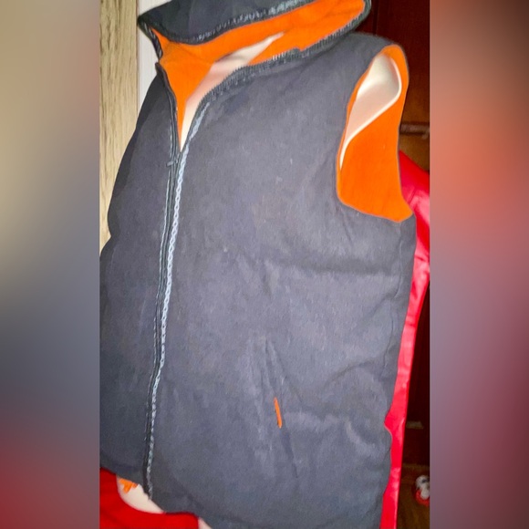 Women’s Breakdown Original Gray & Orange Fleece Thick Warm Zipper Vest. Size XL - Picture 3 of 5